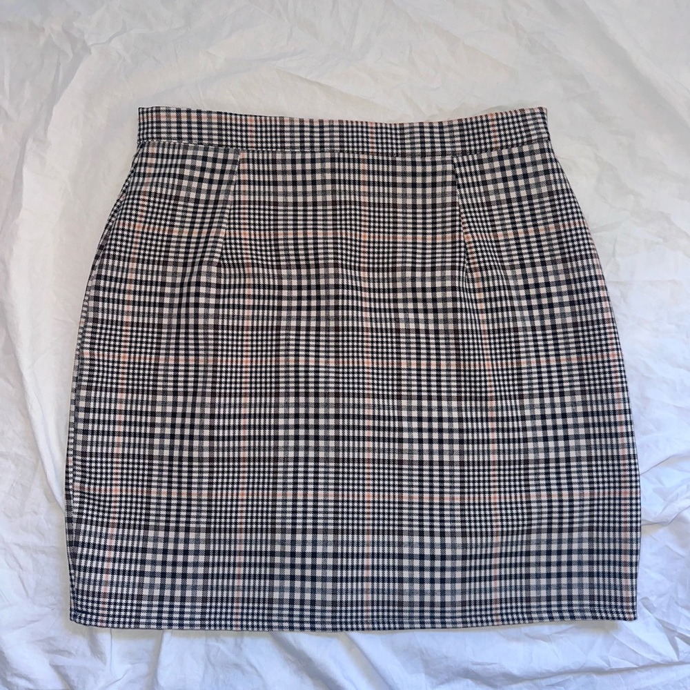 Boohoo Monochrome Checkered Pencil Skirt